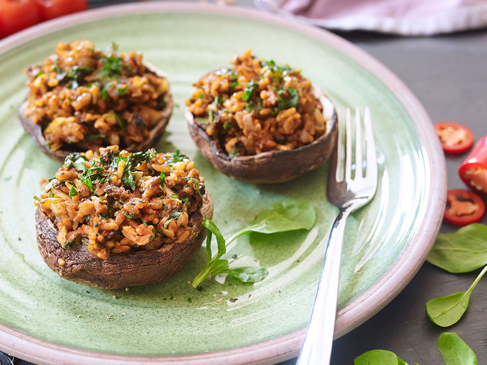 Stuffed mushroom with red lentil rice - Natures Store